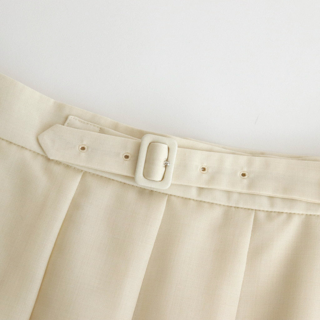 TROPICAL WOOL KID MOHAIR PLEATED SKIRT #IVORY [A24SS06WM]