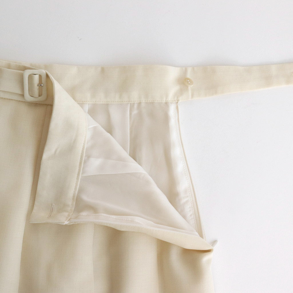 TROPICAL WOOL KID MOHAIR PLEATED SKIRT #IVORY [A24SS06WM]