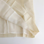 TROPICAL WOOL KID MOHAIR PLEATED SKIRT #IVORY [A24SS06WM]