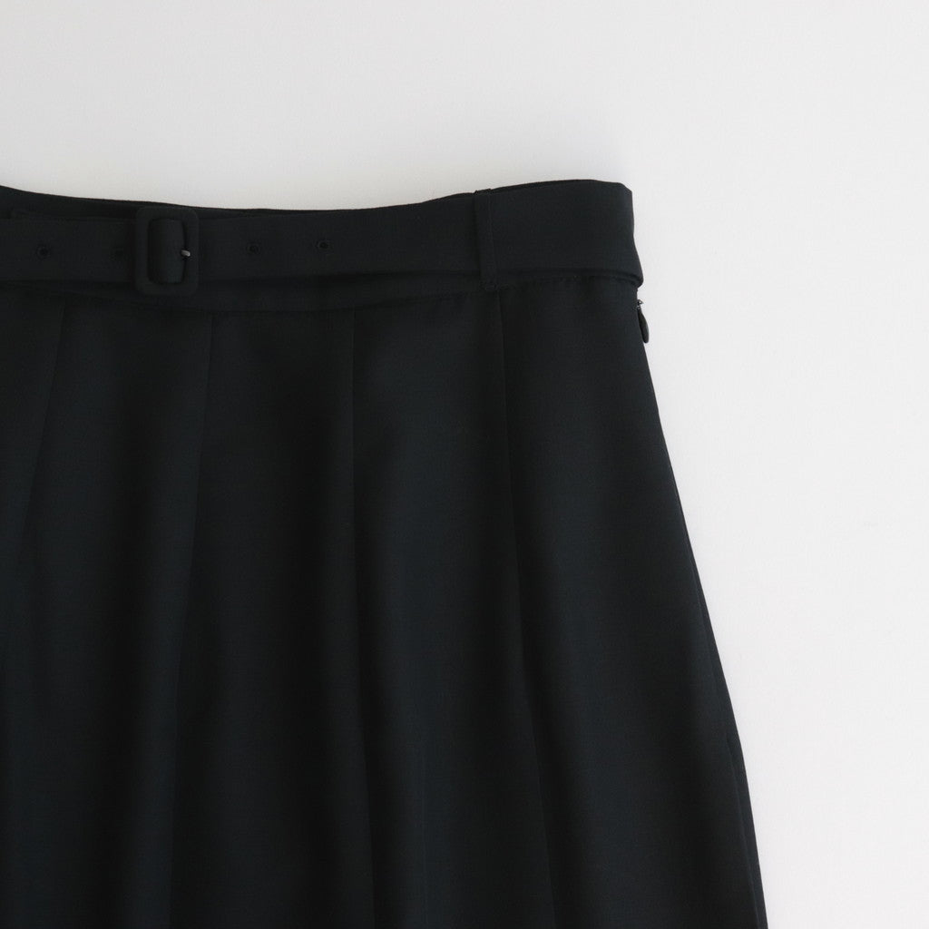 TROPICAL WOOL KID MOHAIR PLEATED SKIRT #BLACK [A24SS06WM]