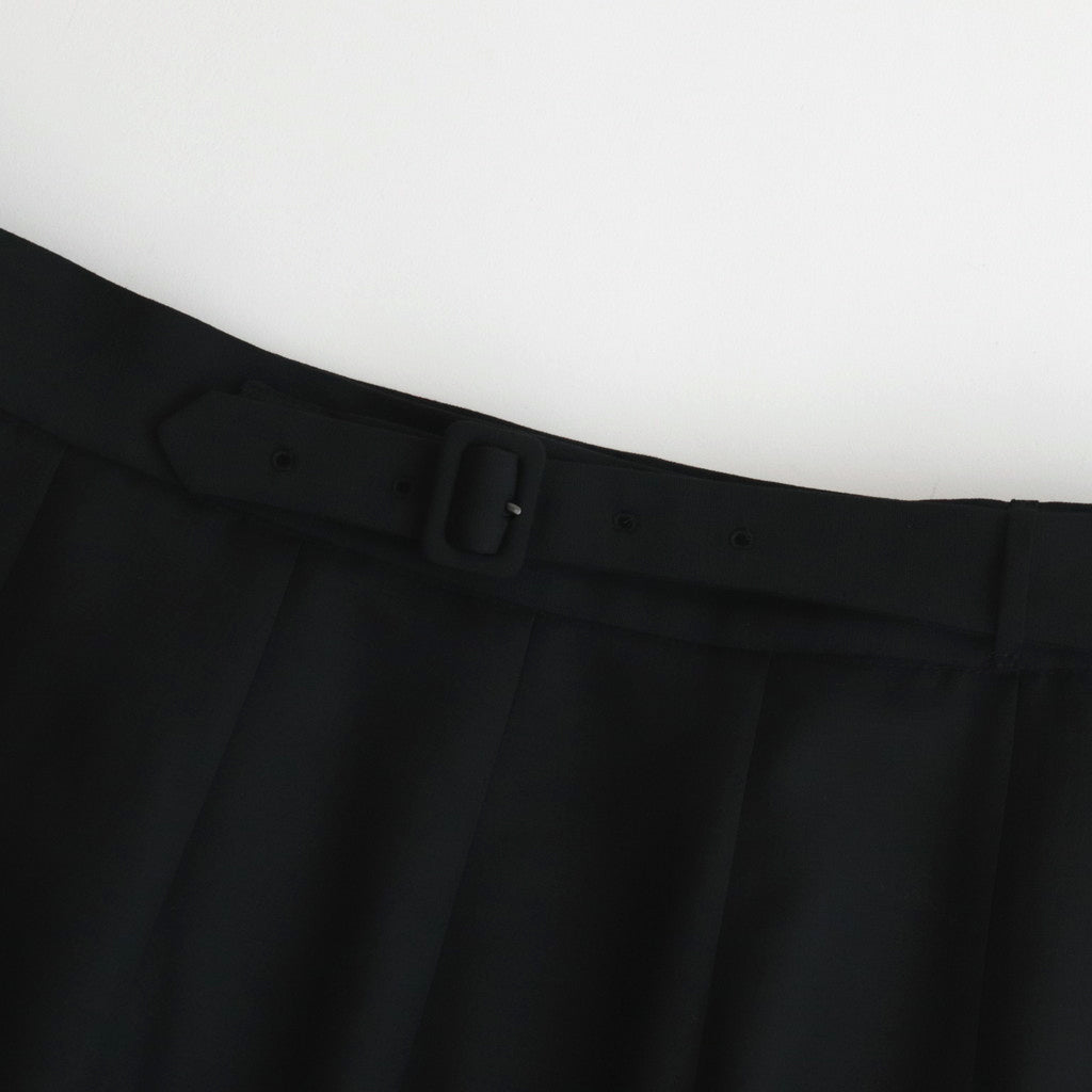 TROPICAL WOOL KID MOHAIR PLEATED SKIRT #BLACK [A24SS06WM