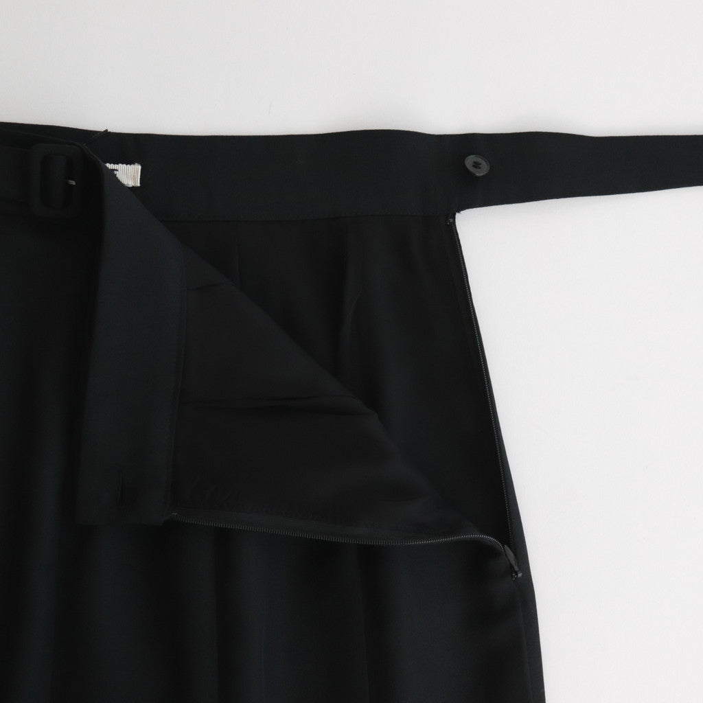 TROPICAL WOOL KID MOHAIR PLEATED SKIRT #BLACK [A24SS06WM