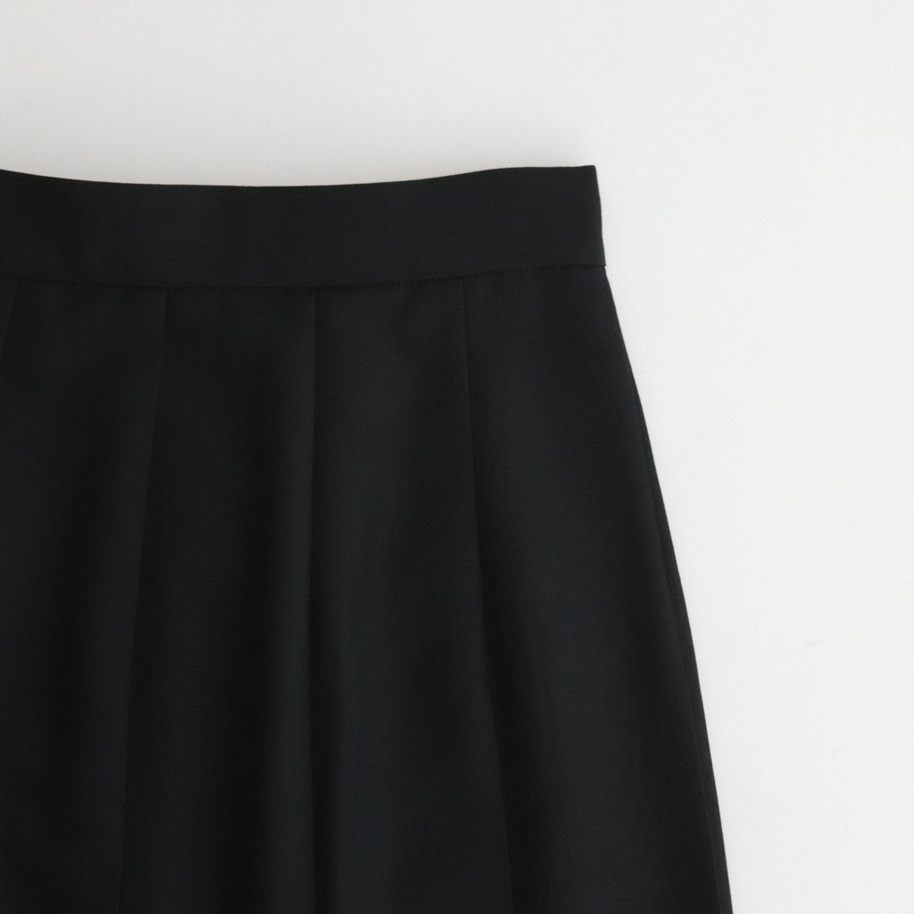 TROPICAL WOOL KID MOHAIR PLEATED SKIRT #BLACK [A24SS06WM]