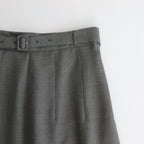 TROPICAL WOOL KID MOHAIR PLEATED SKIRT #GRAY CHECK [A24SS06WM]