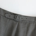 TROPICAL WOOL KID MOHAIR PLEATED SKIRT #GRAY CHECK [A24SS06WM]