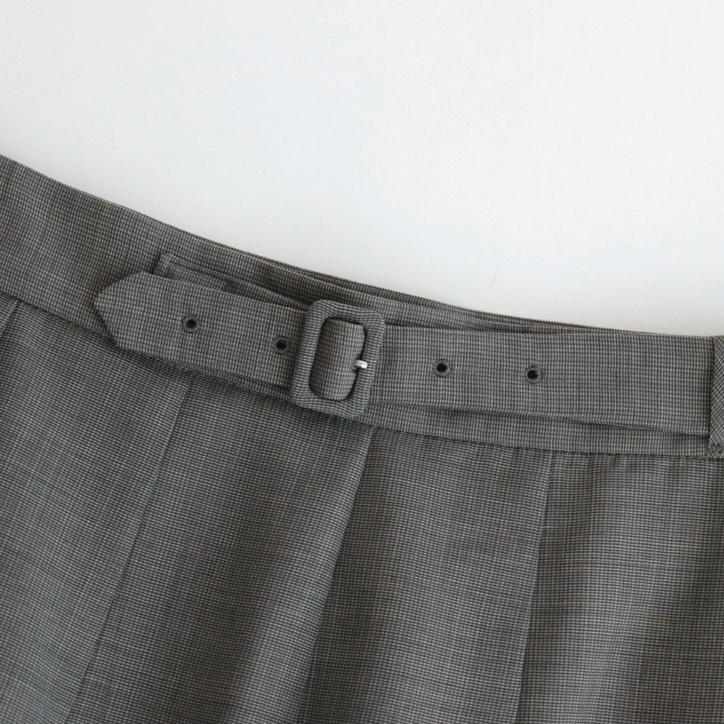 TROPICAL WOOL KID MOHAIR PLEATED SKIRT #GRAY CHECK [A24SS06WM]
