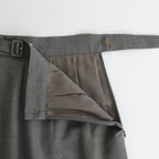 TROPICAL WOOL KID MOHAIR PLEATED SKIRT #GRAY CHECK [A24SS06WM]