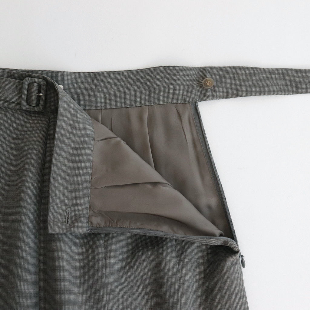 TROPICAL WOOL KID MOHAIR PLEATED SKIRT #GRAY CHECK [A24SS06WM]