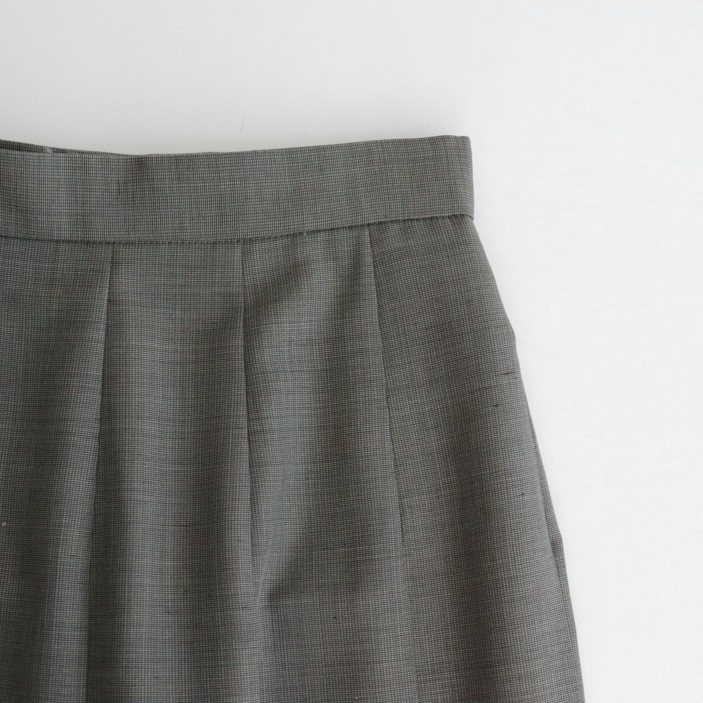 TROPICAL WOOL KID MOHAIR PLEATED SKIRT #GRAY CHECK [A24SS06WM]