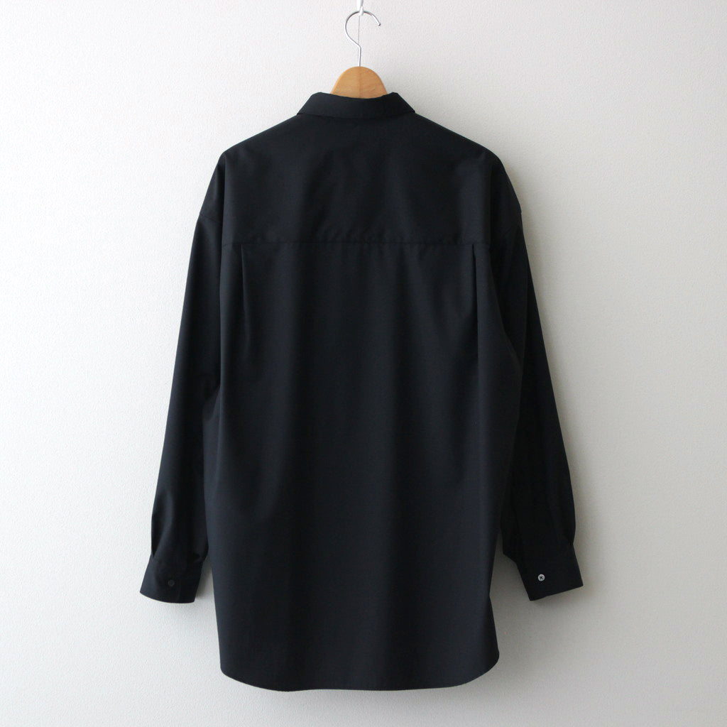 Fine Wool Tropical Oversized Regular Collar Shirt #BLACK [GM241 