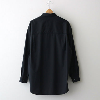 Fine Wool Tropical Oversized Regular Collar Shirt #BLACK [GM241-50040]