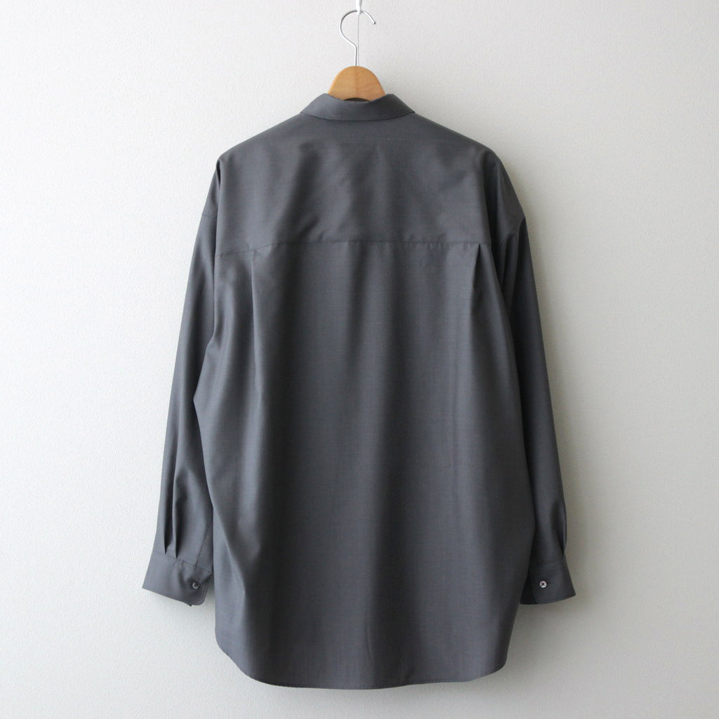 Fine Wool Tropical Oversized Regular Collar Shirt #GRAY [GM241-50040]