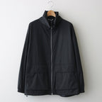 HARD TWIST POLYESTER SATIN LAMINATE ZIP BLOUSON #BLACK [A24SB02SL]