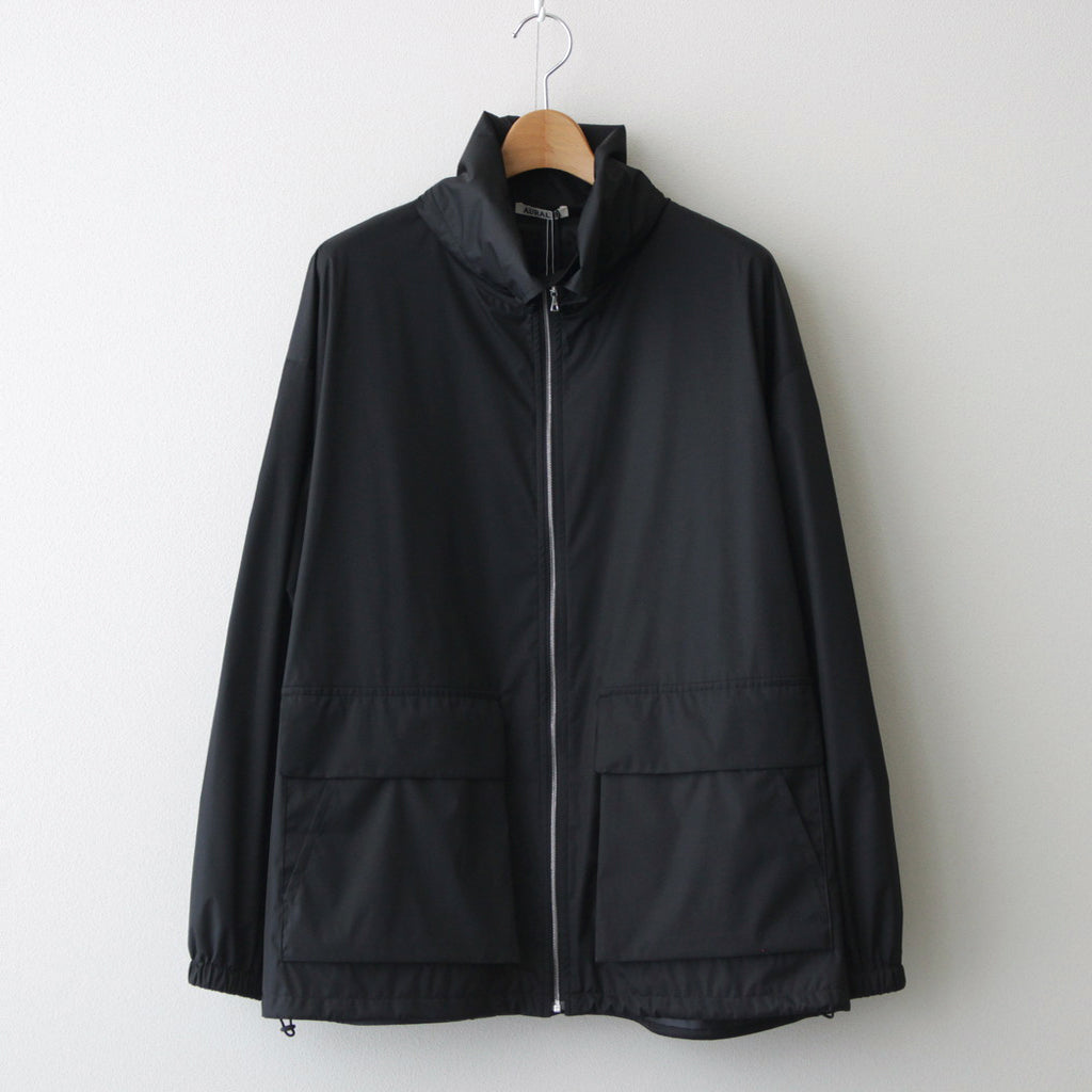 HARD TWIST POLYESTER SATIN LAMINATE ZIP BLOUSON #BLACK [A24SB02SL]