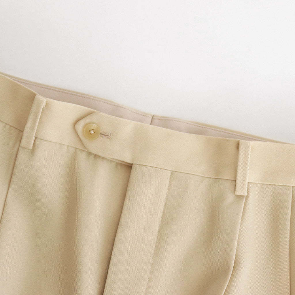 LIGHT WOOL MAX GABARDINE TWO-TUCK SLACKS #IVORY [A24SP03MG]