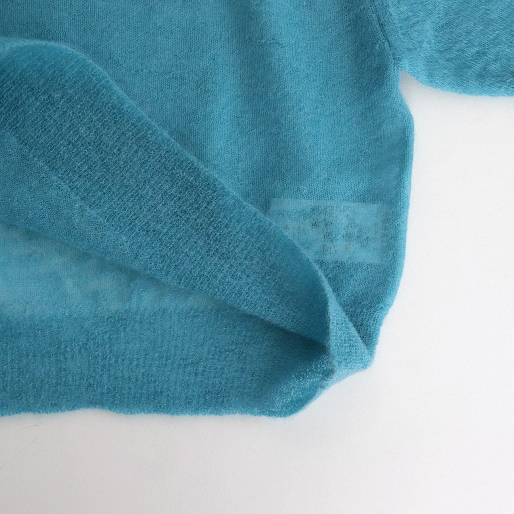 KID MOHAIR SHEER KNIT SHORT POLO #TURQUOISE BLUE [A24SP03FG