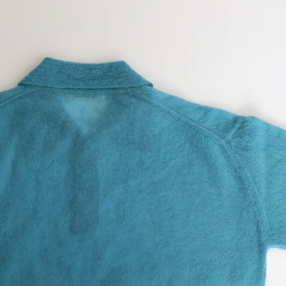 KID MOHAIR SHEER KNIT SHORT POLO #TURQUOISE BLUE [A24SP03FG]