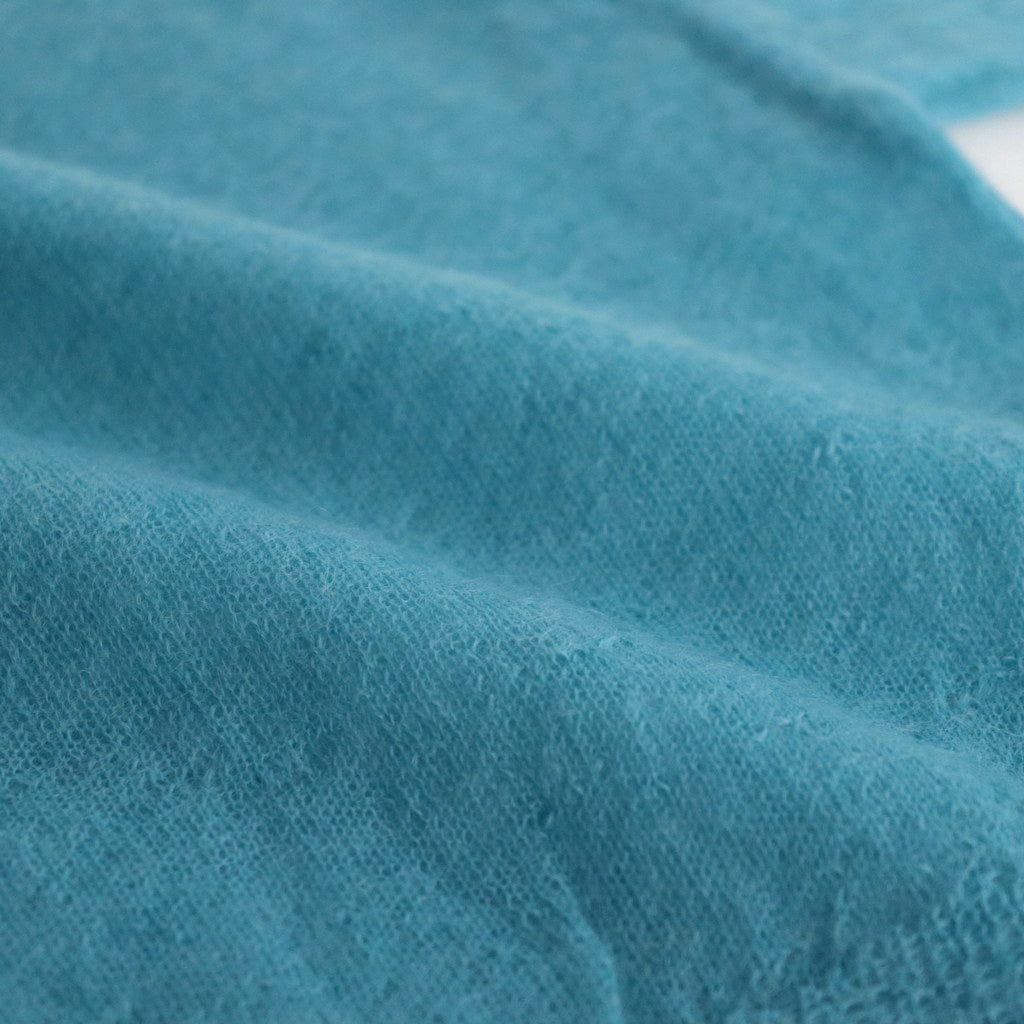KID MOHAIR SHEER KNIT SHORT POLO #TURQUOISE BLUE [A24SP03FG