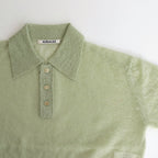 KID MOHAIR SHEER KNIT SHORT POLO #LIGHT GREEN [A24SP03FG]