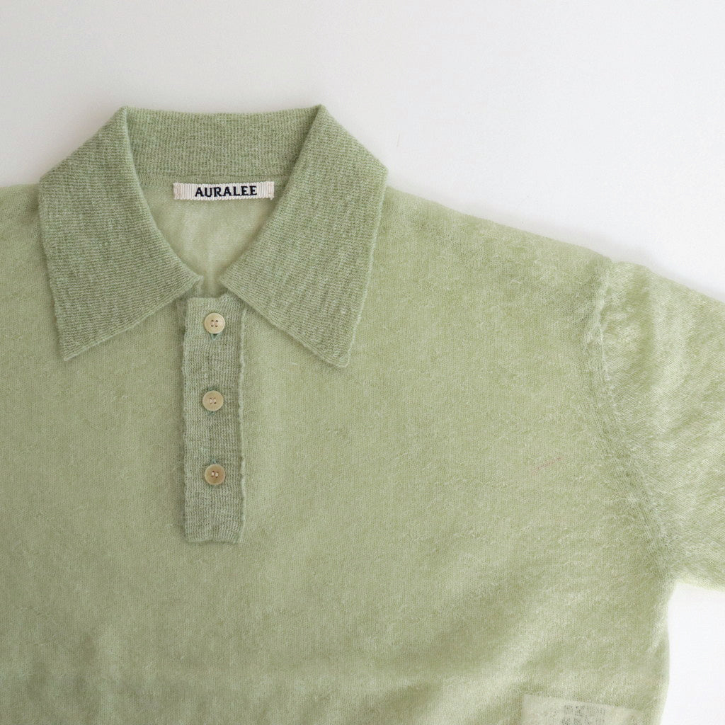 KID MOHAIR SHEER KNIT SHORT POLO #LIGHT GREEN [A24SP03FG]