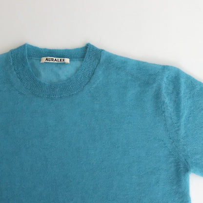 KID MOHAIR SHEER KNIT TEE #TURQUOISE BLUE [A24ST04FG]