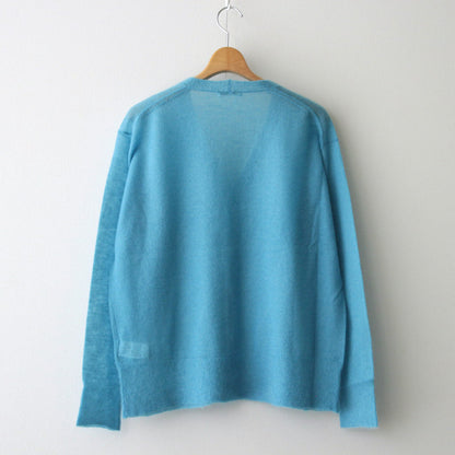 KID MOHAIR SHEER KNIT CARDIGAN #TURQUOISE BLUE [A24SC01FG]