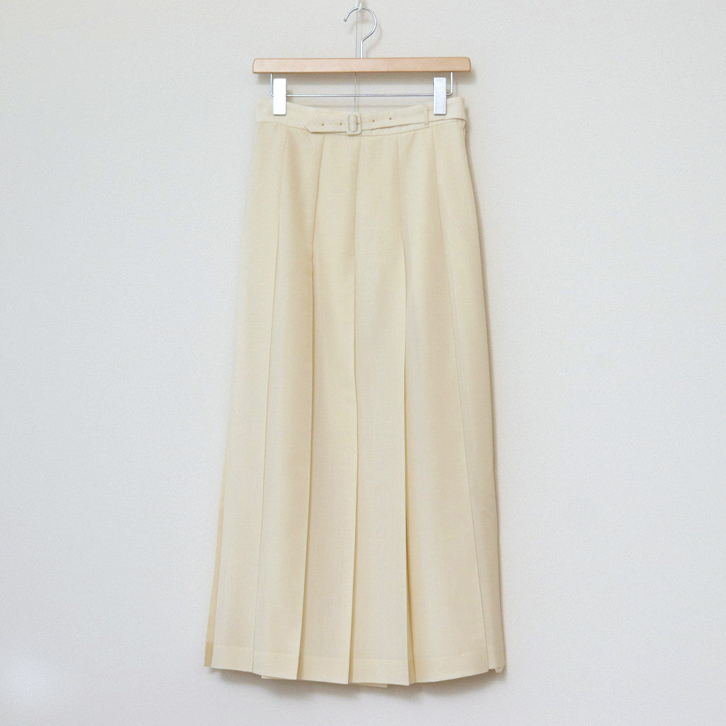 TROPICAL WOOL KID MOHAIR PLEATED SKIRT #IVORY [A24SS06WM]