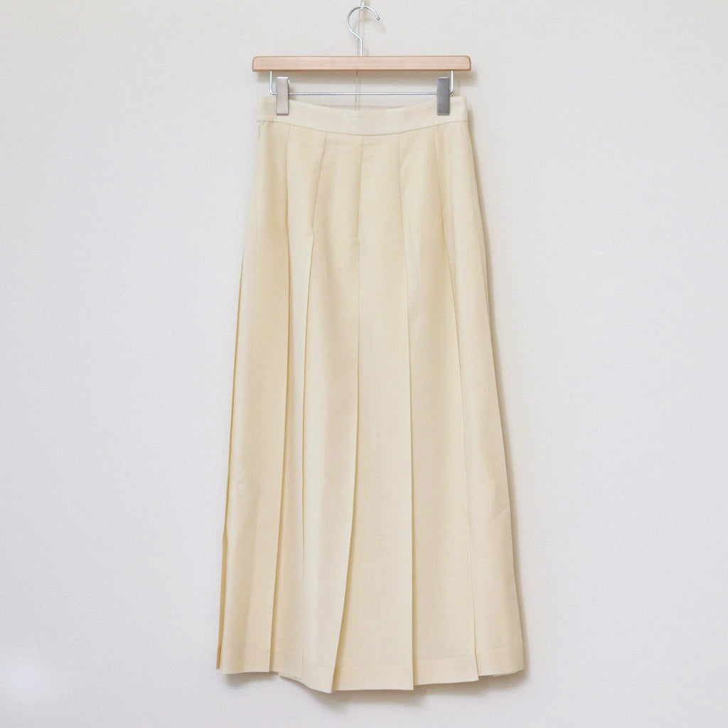 TROPICAL WOOL KID MOHAIR PLEATED SKIRT #IVORY [A24SS06WM]