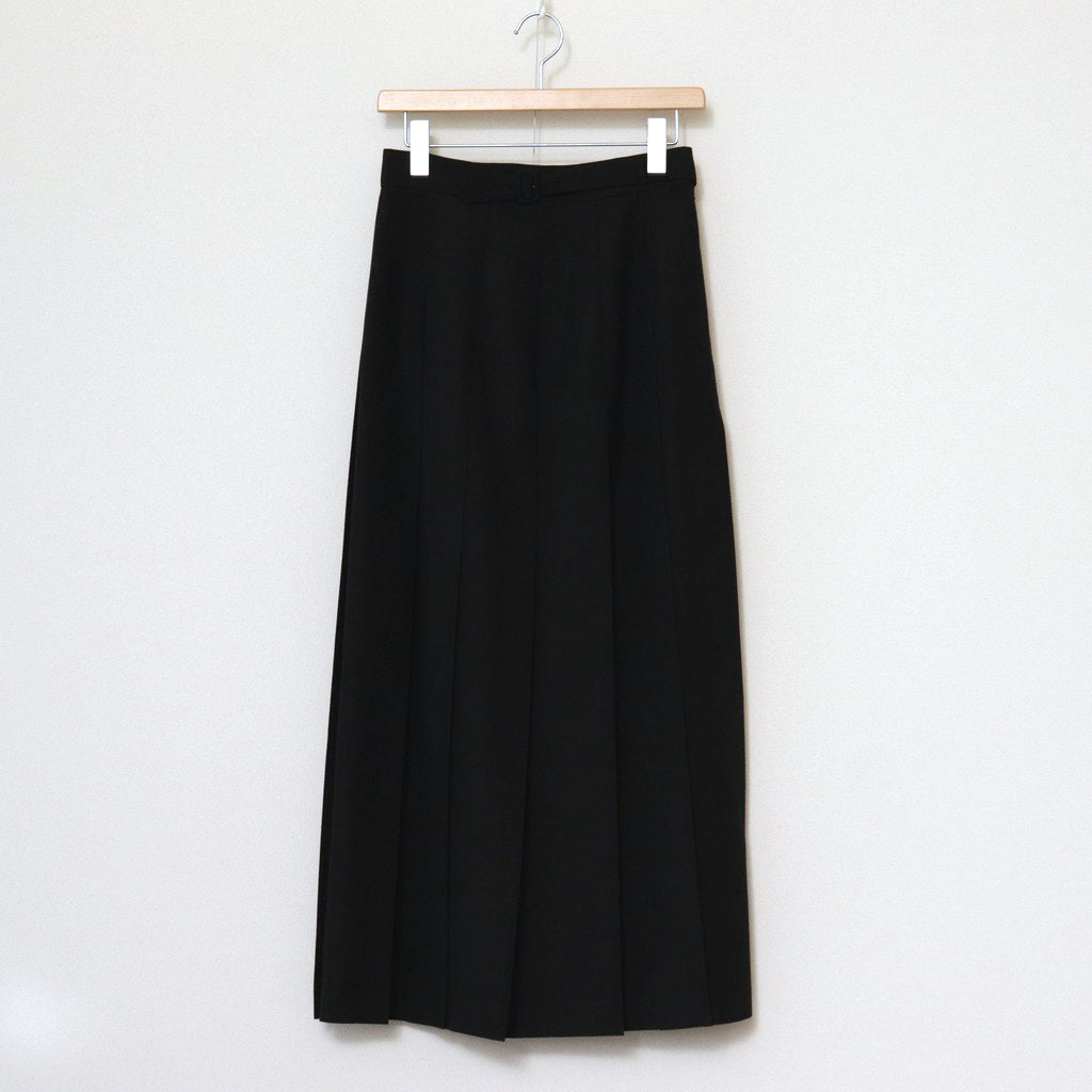 TROPICAL WOOL KID MOHAIR PLEATED SKIRT #BLACK [A24SS06WM]