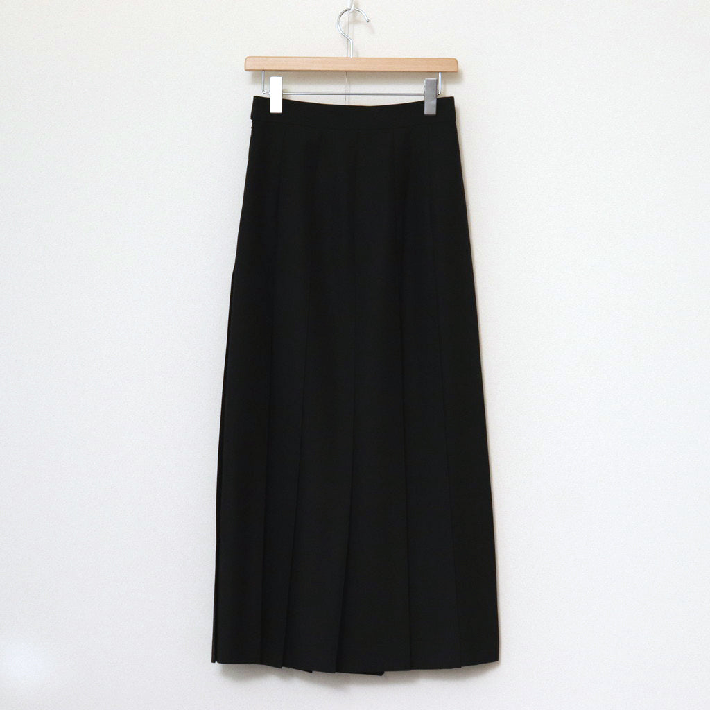 TROPICAL WOOL KID MOHAIR PLEATED SKIRT #BLACK [A24SS06WM]