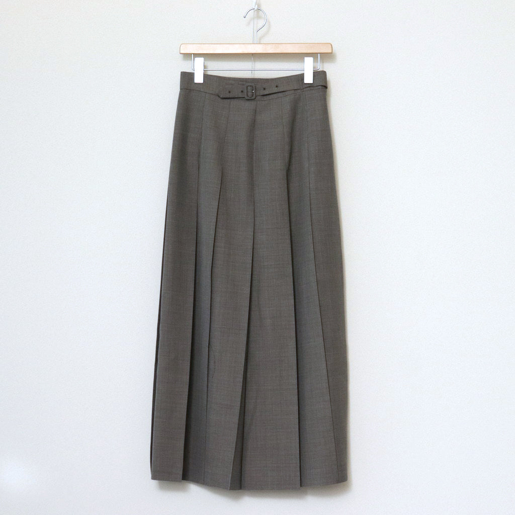 TROPICAL WOOL KID MOHAIR PLEATED SKIRT #GRAY CHECK [A24SS06WM]