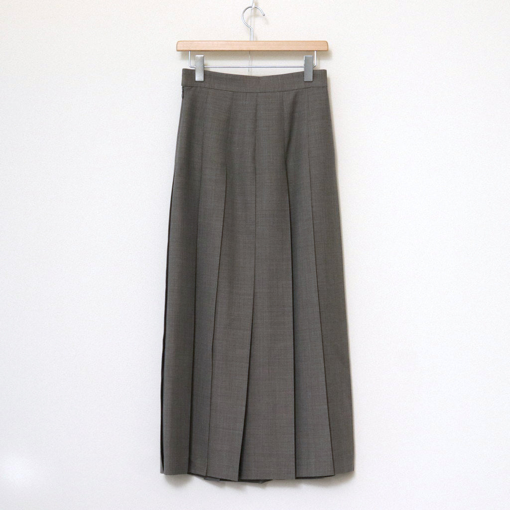 TROPICAL WOOL KID MOHAIR PLEATED SKIRT #GRAY CHECK [A24SS06WM]