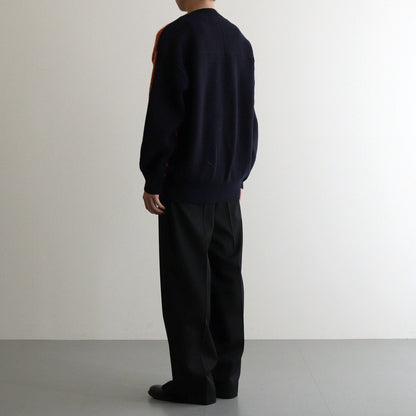 COLOR COMBINATION KNIT LS #ORANGE × NAVY [ST.713]