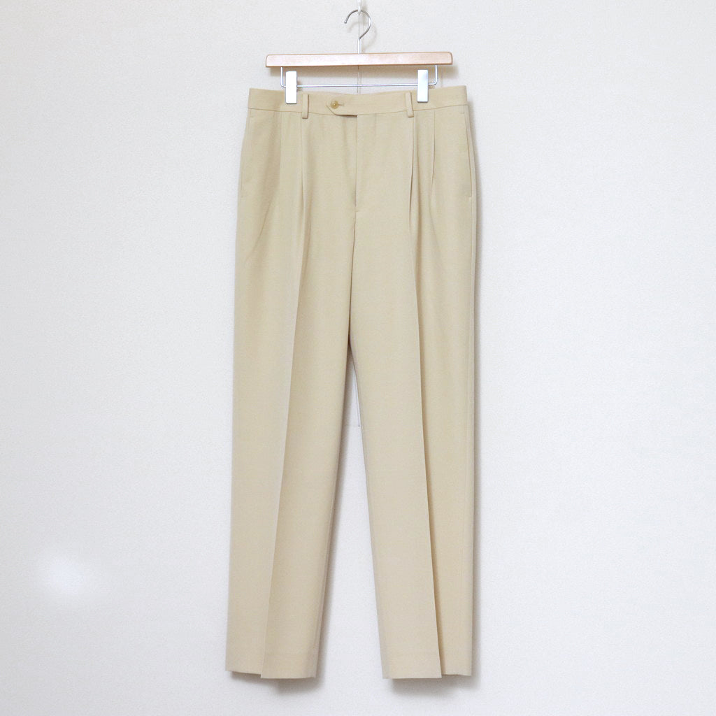 LIGHT WOOL MAX GABARDINE TWO-TUCK SLACKS #IVORY [A24SP03MG]