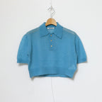 KID MOHAIR SHEER KNIT SHORT POLO #TURQUOISE BLUE [A24SP03FG]