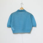 KID MOHAIR SHEER KNIT SHORT POLO #TURQUOISE BLUE [A24SP03FG]