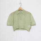 KID MOHAIR SHEER KNIT SHORT POLO #LIGHT GREEN [A24SP03FG]