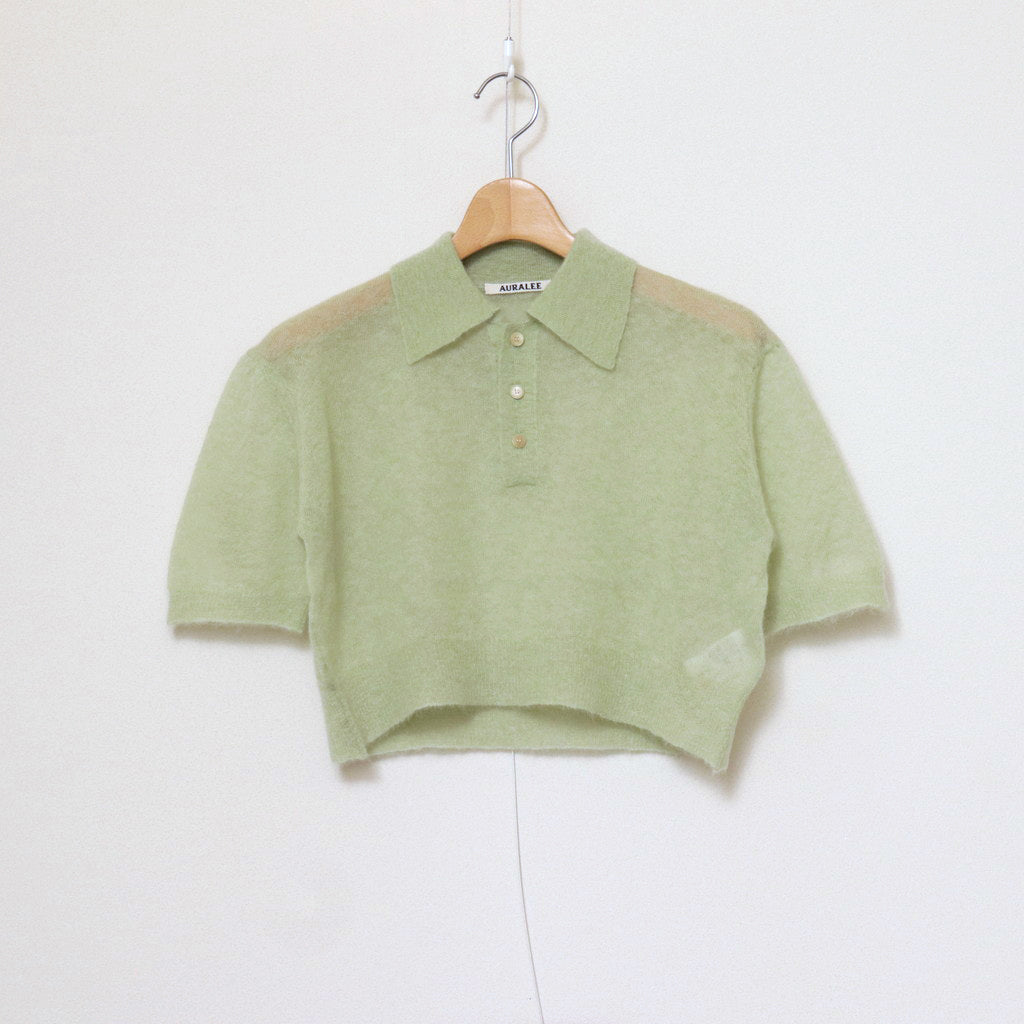 KID MOHAIR SHEER KNIT SHORT POLO #LIGHT GREEN [A24SP03FG]