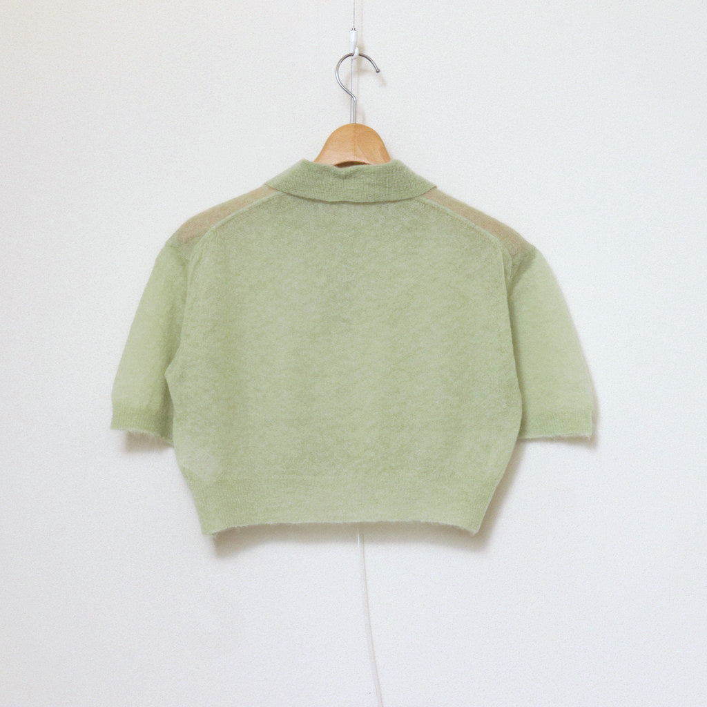 KID MOHAIR SHEER KNIT SHORT POLO #LIGHT GREEN [A24SP03FG]