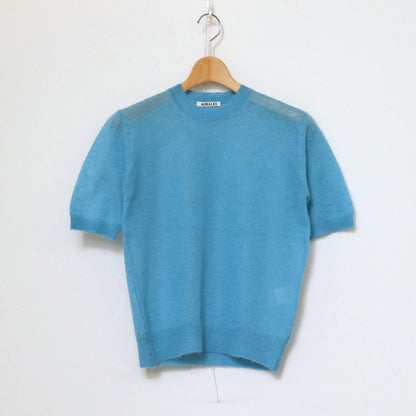 KID MOHAIR SHEER KNIT TEE #TURQUOISE BLUE [A24ST04FG]