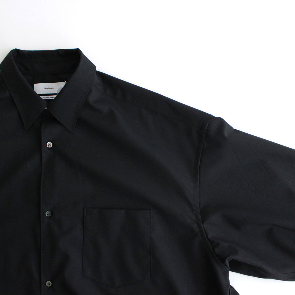 Fine Wool Tropical Oversized Regular Collar Shirt #BLACK [GM241-50040]