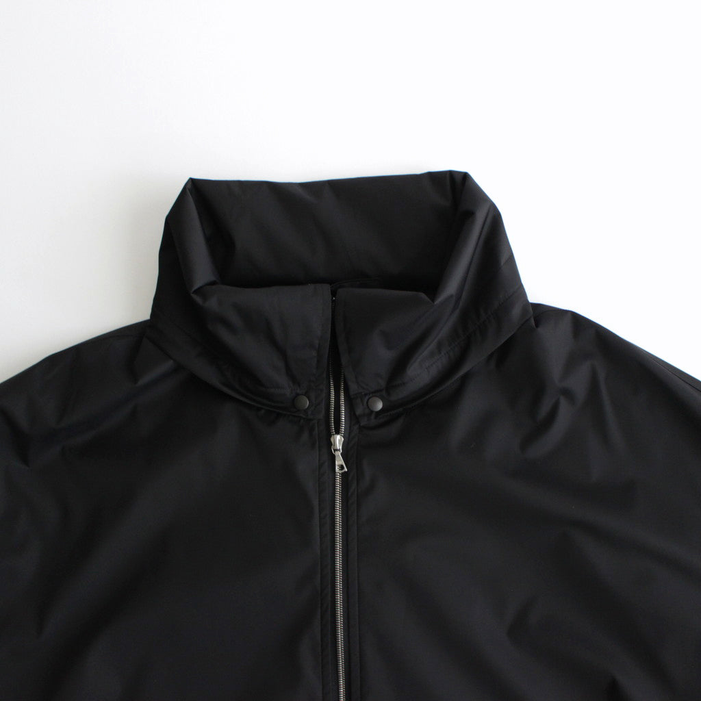 HARD TWIST POLYESTER SATIN LAMINATE ZIP BLOUSON #BLACK [A24SB02SL]