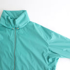HARD TWIST POLYESTER SATIN LAMINATE ZIP BLOUSON #TURQUOISE BLUE [A24SB02SL]