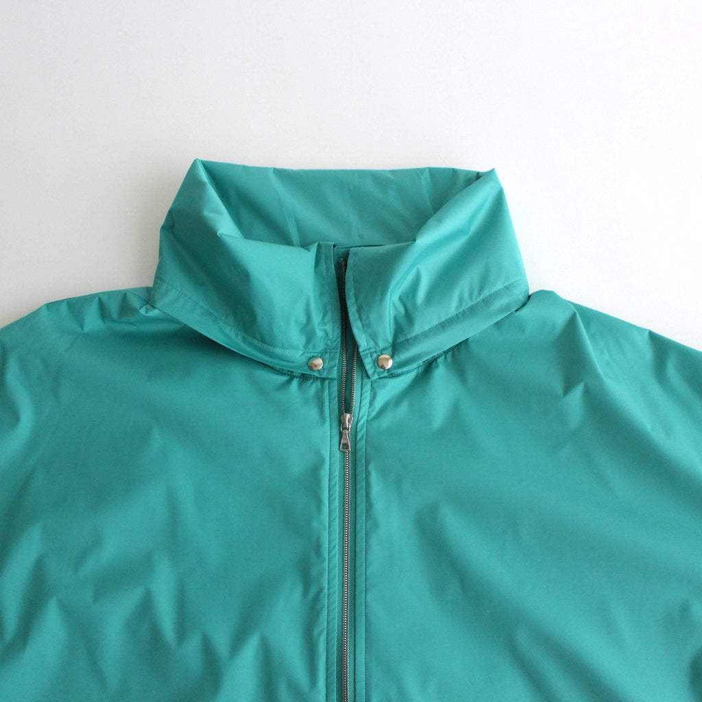 HARD TWIST POLYESTER SATIN LAMINATE ZIP BLOUSON #TURQUOISE BLUE [A24SB02SL]