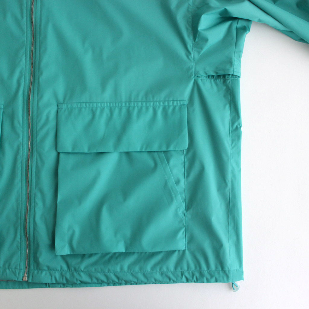 HARD TWIST POLYESTER SATIN LAMINATE ZIP BLOUSON #TURQUOISE BLUE [A24SB02SL]