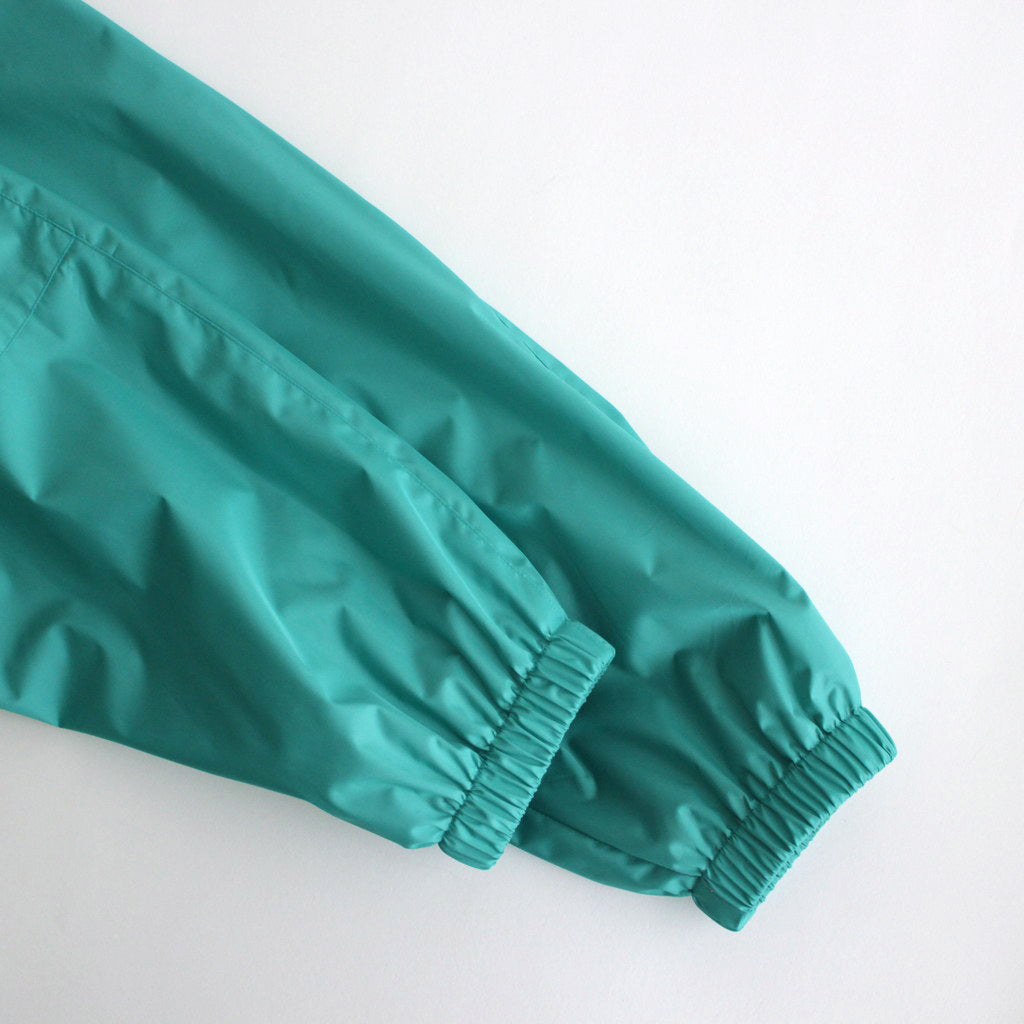HARD TWIST POLYESTER SATIN LAMINATE ZIP BLOUSON #TURQUOISE BLUE