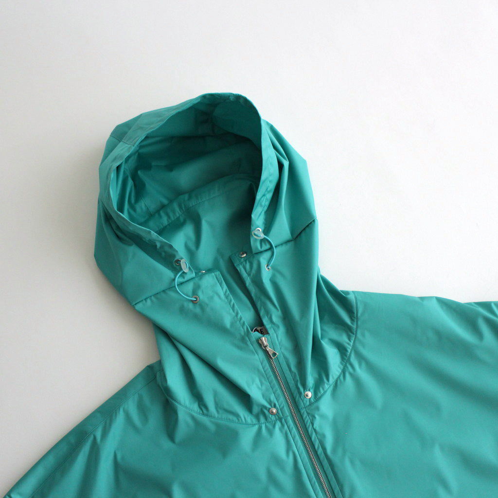 HARD TWIST POLYESTER SATIN LAMINATE ZIP BLOUSON #TURQUOISE BLUE [A24SB02SL]