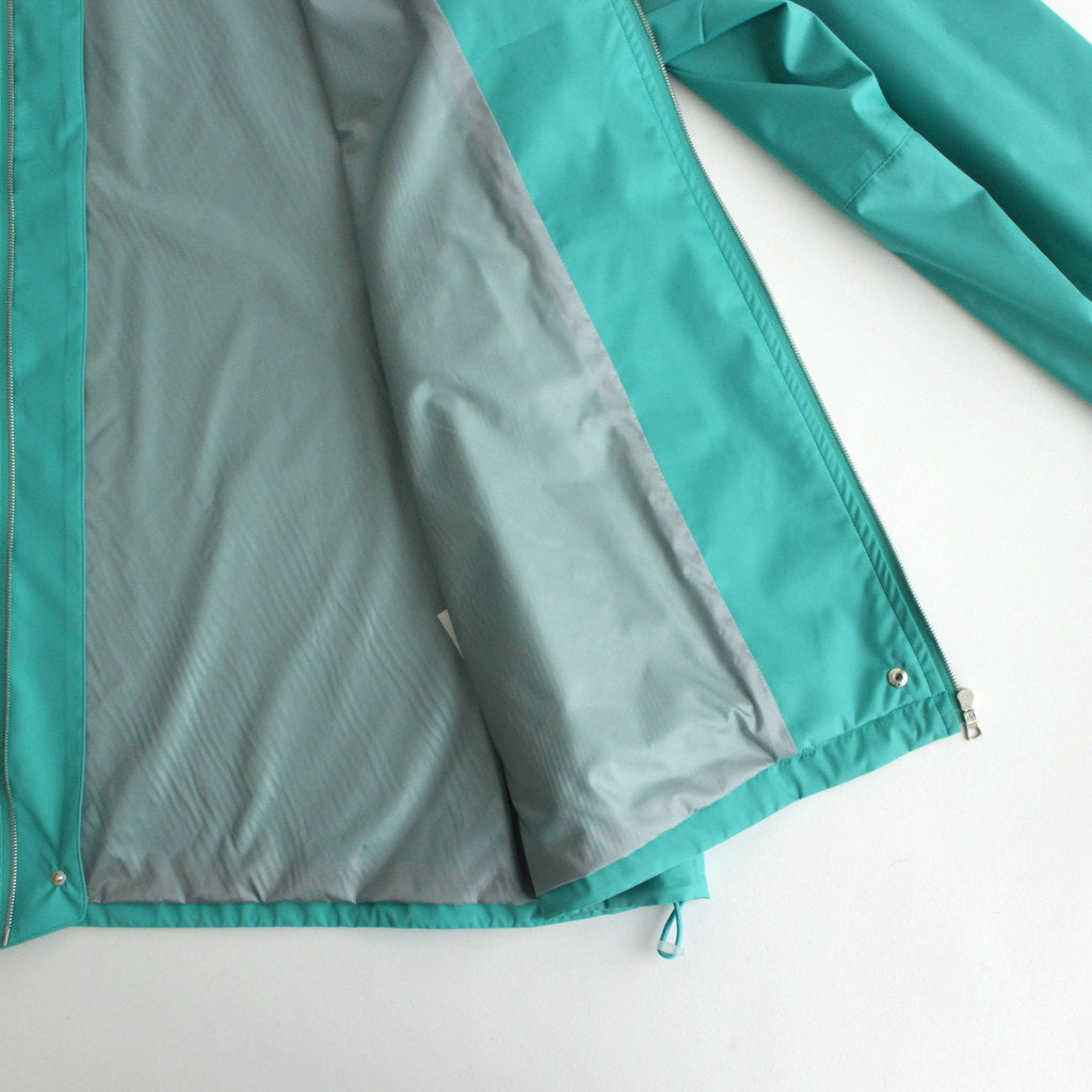 HARD TWIST POLYESTER SATIN LAMINATE ZIP BLOUSON #TURQUOISE BLUE [A24SB02SL]
