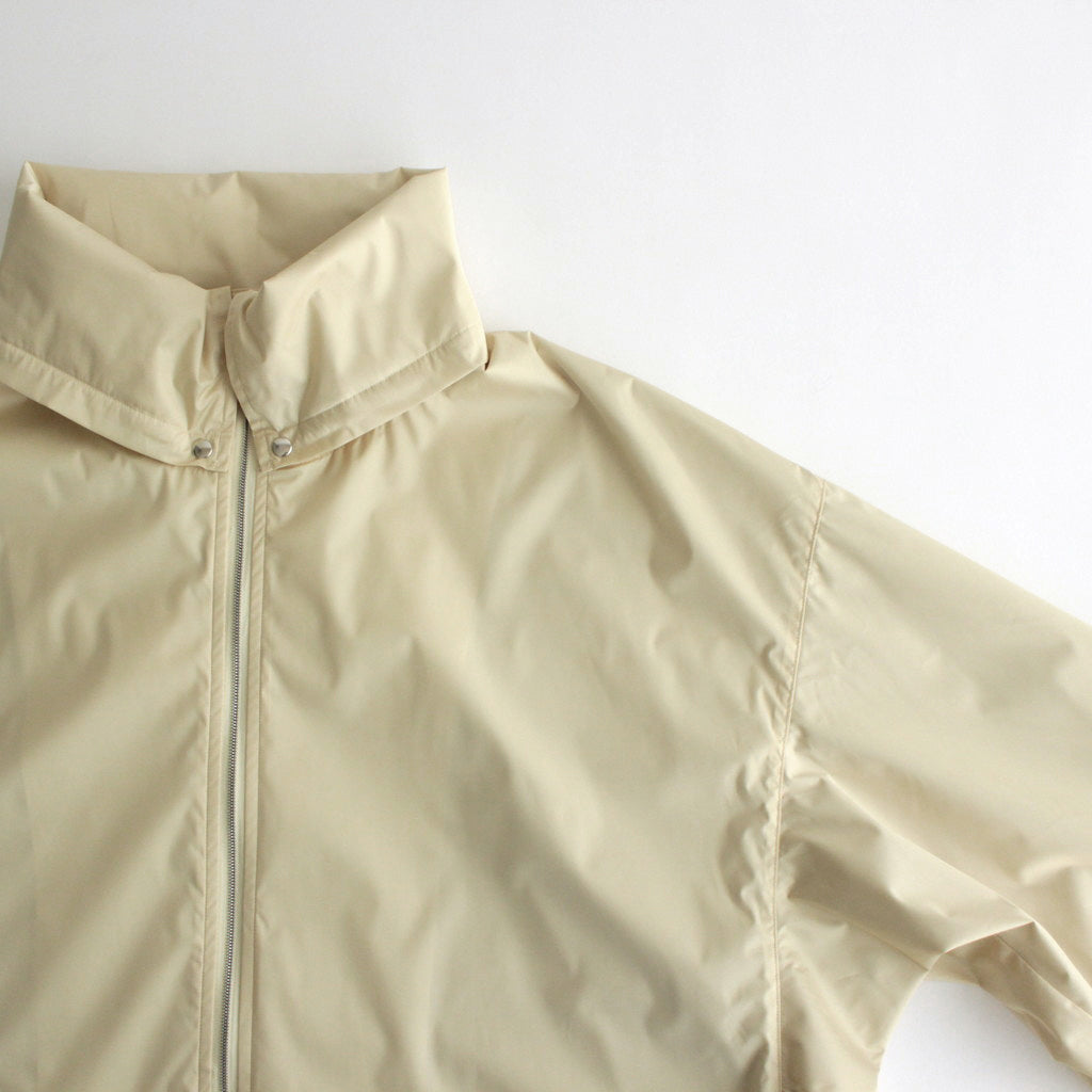 HARD TWIST POLYESTER SATIN LAMINATE ZIP BLOUSON #LIGHT BEIGE [A24SB02SL]