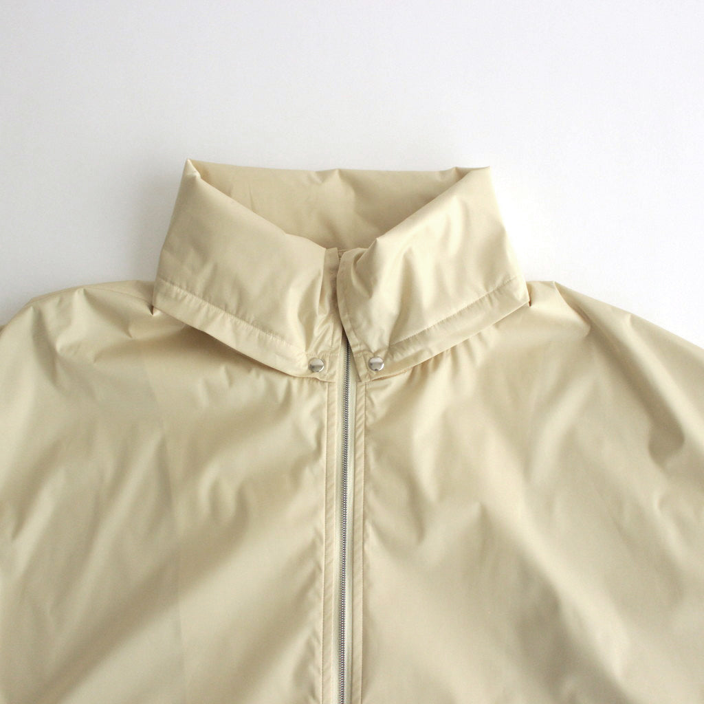 HARD TWIST POLYESTER SATIN LAMINATE ZIP BLOUSON #LIGHT BEIGE [A24SB02SL]